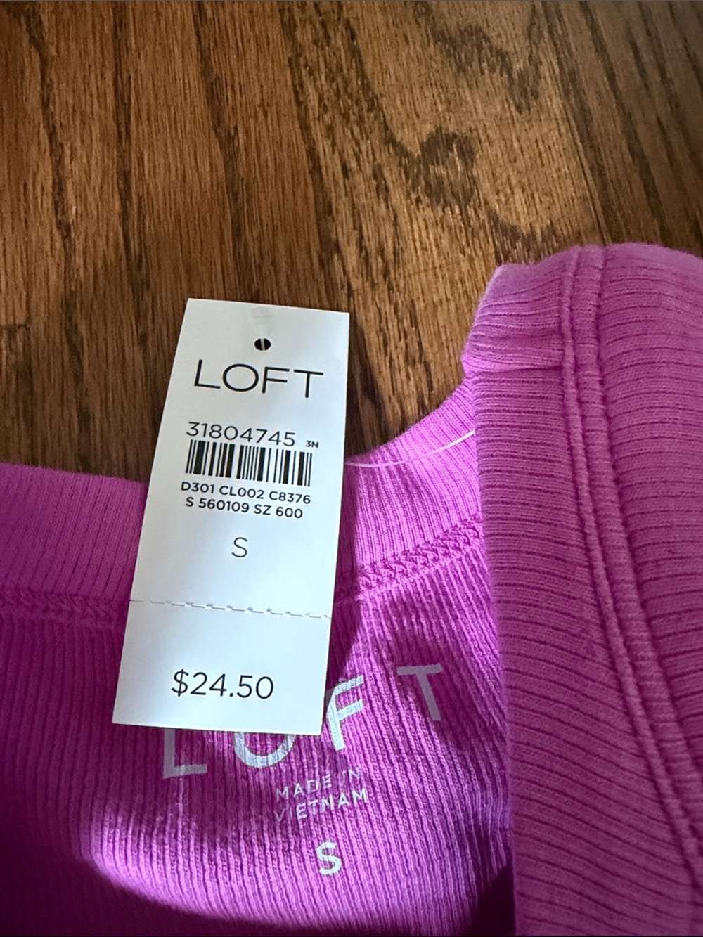 LOFT Ribbed Racerback Tank - Bright Magenta - Picture 2 of 3